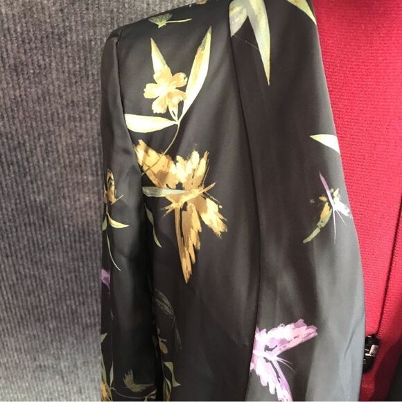 H&M Blazer Women’s Size 4 Black Floral Butterfly Open Front Long Sleeve - Picture 6 of 8